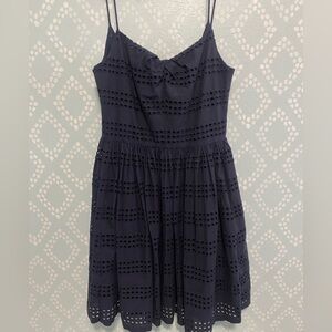 J. Crew Navy Eyelet Fit and Flare Dress